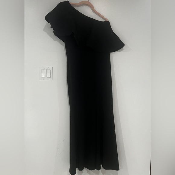 Lulus One Shoulder Ruffle Black Maxi Dress Women’s Sz L - Picture 3 of 7